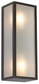 Lampada da parete per esterni nera con vetro a coste 2 luci IP44 - Charlois