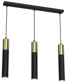 Lampadario a sospensione con filo CASSA 3xGU10/8W/230V nero/oro