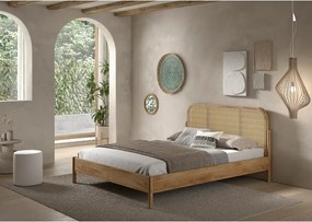 Letto matrimoniale di colore naturale in rovere massiccio rete non inclusa 160x200 cm Olive Rotan – Vipack