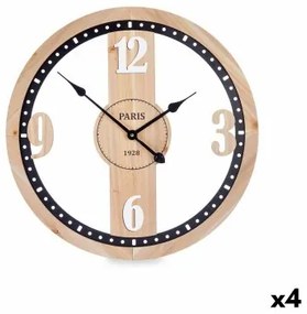 Orologio da Parete Nero Metallo Legno MDF 60 x 60 x 4,5 cm (4 Unità)