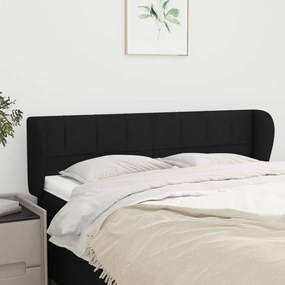 Testiera Ad Orecchio Nera 147x23x78/88 Cm İn Tessuto /