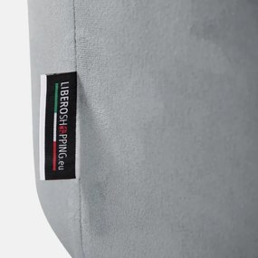 Pouf Rotondo in Velluto Grigio con Piedini 70 cm - Giotto