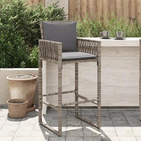 Sgabelli Da Bar Con Cuscini 2 Pz Grigi İn Polyrattan /