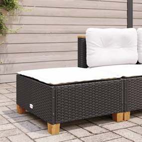 Sgabello giardino con cuscino nero 63,5x56x32 cm in polyrattan