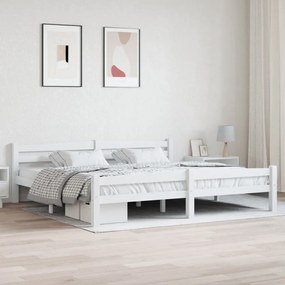 Giroletto Senza Materasso Bianco 200x200 Cm Legno Massello Pino /