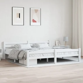 Giroletto Senza Materasso Bianco 200x200 Cm Legno Massello Pino /