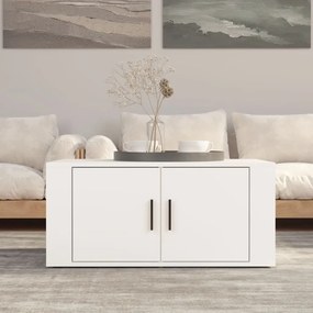 Tavolino Da Salotto Bianco 80x50x36 Cm İn Legno Multistrato /