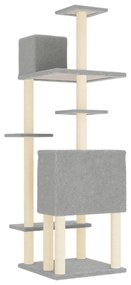 Albero per gatti con tiragraffi in sisal grigio chiaro 154 cm
