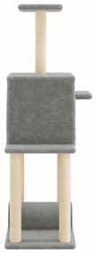 Albero per gatti con tiragraffi in sisal grigio chiaro 122 cm