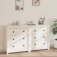 Credenza Bianca 140x35x80 cm in Legno Massello di Pino cod mxl 65617