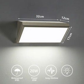 Brilagi - Applique a LED da esterno TRIANGLE LED/20W/230V grigio IP65