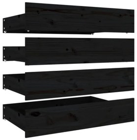 Cassettoni da Letto 4 pz in Legno Massello di Pino Nero