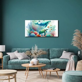 Quadro su tela – Tartaruga e balena nell’oceano