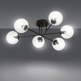 Lampadario da soffitto Brendi 6B Nero con sfere trasparenti E14