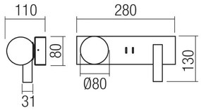 Redo 01-4660 - Applique da parete LED NORMA LED/5W/230V + LED/3W CRI 90 USB bianca