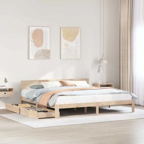 Giroletto Con Cassetti 200x200 Cm İn Legno Massello Di Pino /