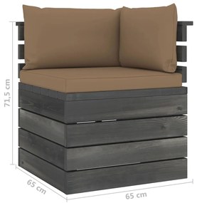 Set Divani da Giardino su Pallet 6 pz con Cuscini Massello Pino