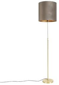 Lampada da terra oro/ottone con paralume in velluto tortora 40/40 cm - Parte