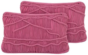 Set di 2 cuscini cotone macramè rosa 30 x 50 cm KIRIS Beliani