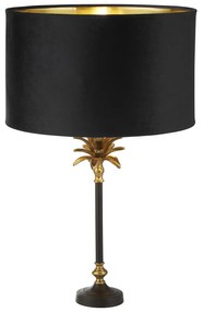 Lampada Da Scrivania Contemporanea Palma Ottone Velluto Nero 1 Luce E27