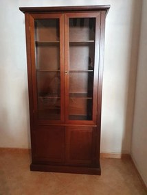 Vetrina classica in legno noce lucido 90x41x186 cm