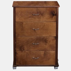 Cassettiera con ruote ICON 58X83h cm in Legno di Faggio a 4 Cassetti Noce