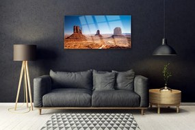 Quadro acrilico Paesaggio delle montagne del deserto 100x50 cm