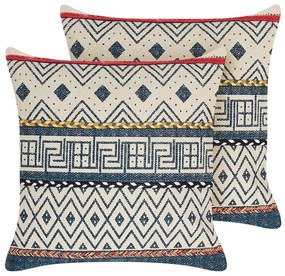 Set di 2 cuscini decorativi cotone multicolore 50 x 50 cm SOUK Beliani