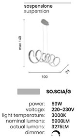Lampada a sospensione SCIA a LED in metallo con finitura Silver