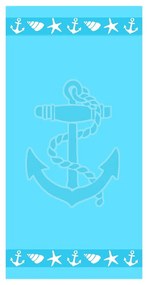 Telo mare tipo terry blu in cotone 70x140 cm Anchor – B.E.S.