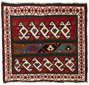 Shiraz Tappeto 50x60 Rosso (Iran) Annodato A Mano