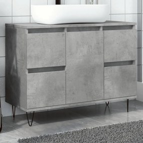 Armadietto Da Bagno Grigio Cemento 80x33x60cm İn Truciolato /