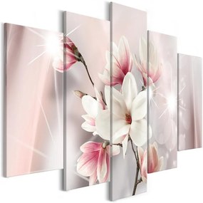 Quadro  Dazzling Magnolias (5 Parts) Wide  Colore Bianco, Dimensioni e Misure 200x100