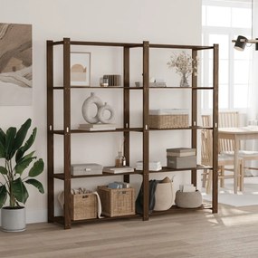 Scaffale A 5 Livelli Marrone 170x38x170 Cm İn Legno Di Pino /