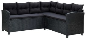 Set Divani da Giardino 6 pz con Cuscini in Polyrattan Nero