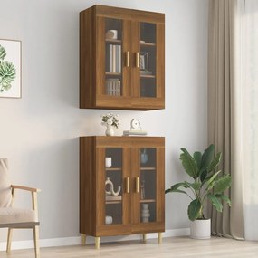 Armadietto Pensile A Parete Rovere Marrone 69,5x34x90 Cm /
