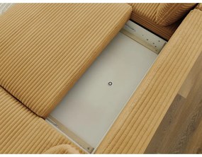 Divano angolare color senape allungabile (con penisola a destra/a forma di "U") con rivestimento in velluto a coste Lucien – Bobochic Paris