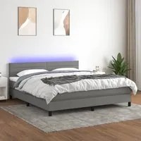 Letto a Molle Materasso e LED Grigio Scuro 180x200cm in Tessuto cod mxl 62627