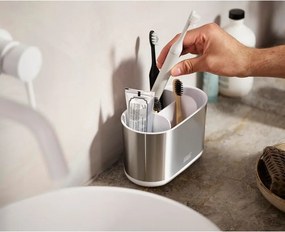 Portaspazzolino verticale argentato in acciaio inox Duo Steel – Joseph Joseph