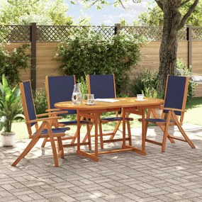 Set Pranzo Da Giardino 5pz Legno Massello Di Acacia E Textilene /