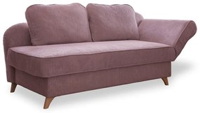 Chaise longue rosa polveroso (con penisola a destra) con rivestimento in velluto a coste Chic Charlotte – Miuform