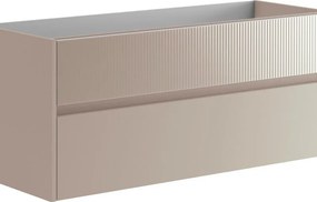 Mobile da bagno sospeso sotto lavabo Niwa 2 cassetti L119.5 x H50 x P45.5cm sabbia laccato opaco cannettato