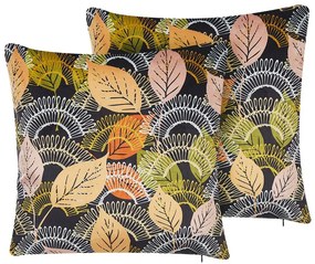 Set di 2 cuscini di velluto multicolore con motivo di foglie 45 x 45 cm LAGURUS Beliani