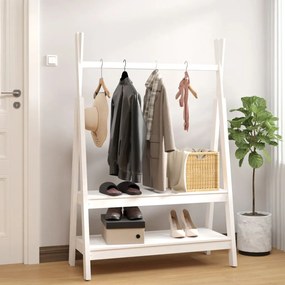 Appendiabiti Bianco 100x45,5x150 Cm Legno Massello Di Pino /