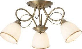 Plafoniera classica bronzo con vetro opale 3 luci - Katarina