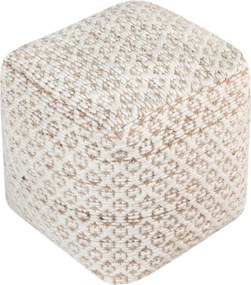 EWAN - pouf in lana avorio con decoro 40 x 40