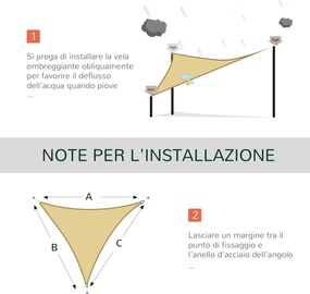 Tenda Vela da Giardino Triangolare 3x3x3m in HDPE Sabbia...