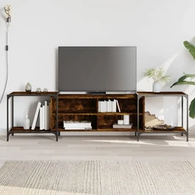 Mobile porta tv rovere fumo 203x37x50 cm in legno multistrato