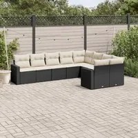 Set Divani da Giardino 9 pz con Cuscini Nero in Polyrattancod mxl 112695