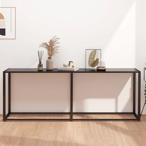 Tavolo Consolle Nero 200x35x75,5 Cm İn Vetro Temperato /